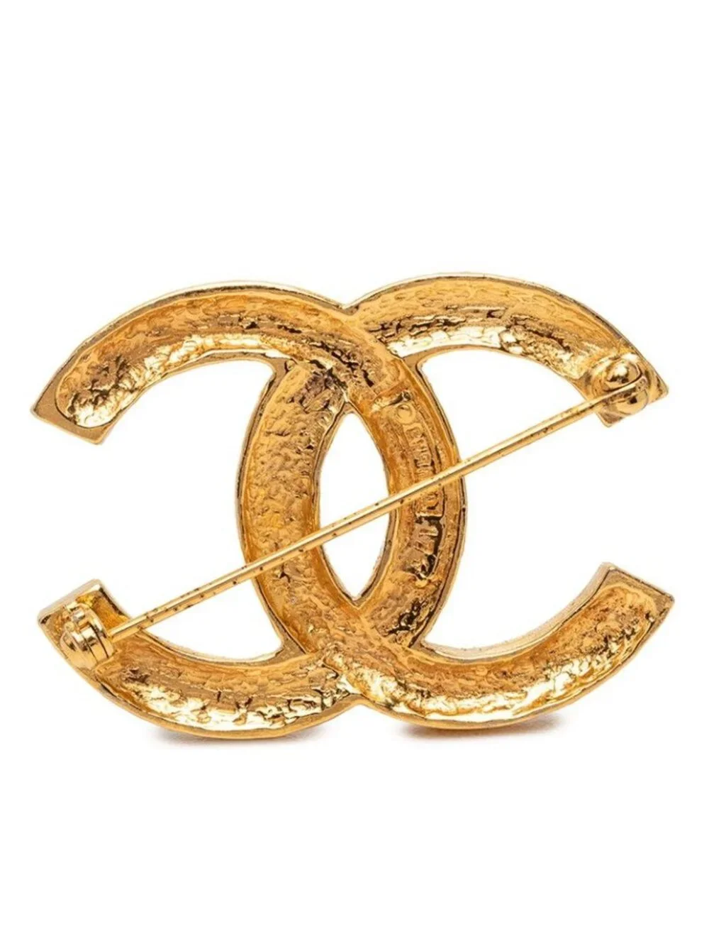Chanel CC Logo Brooch Gold Plated Rhinestone